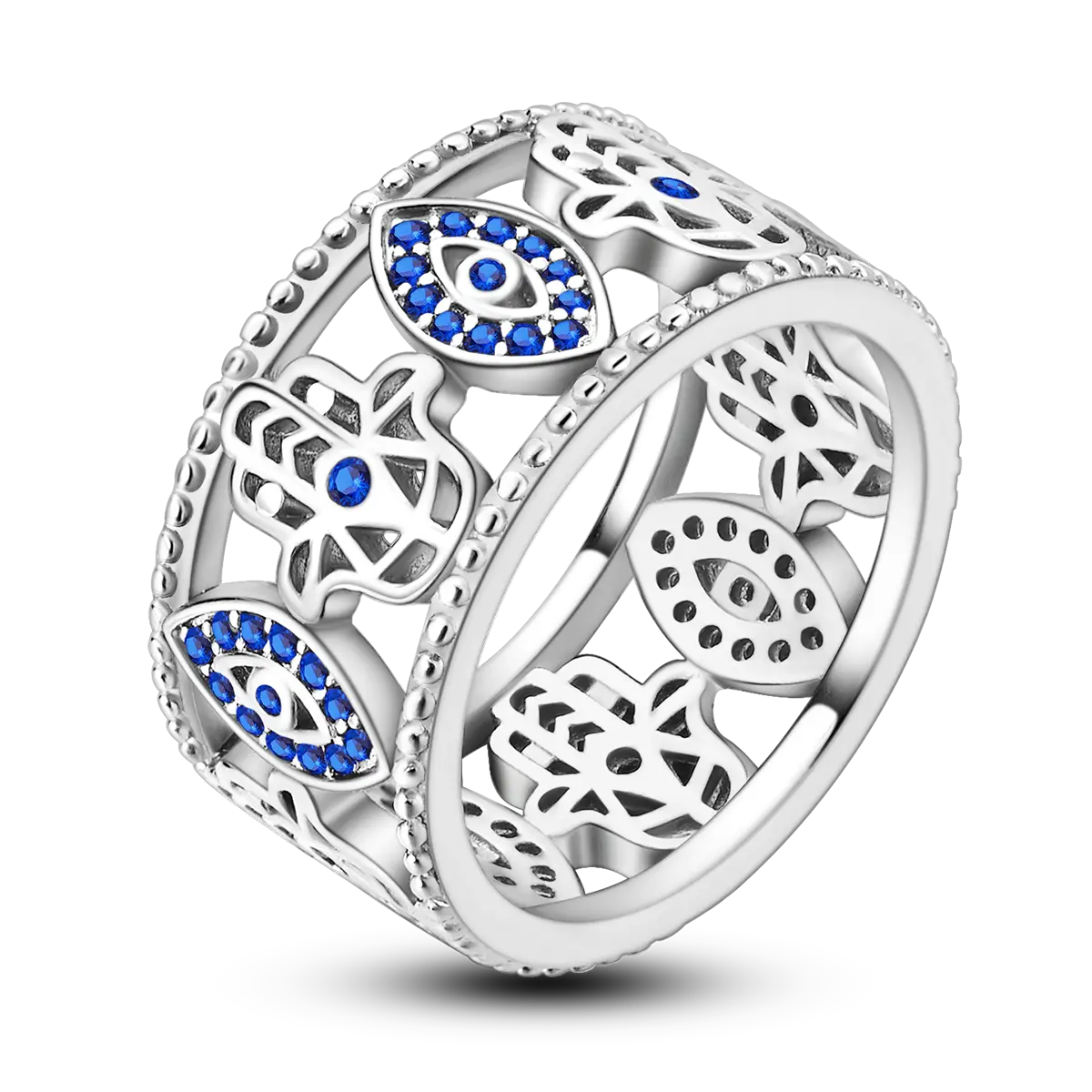 Blue Eyes Wide Palm Ring