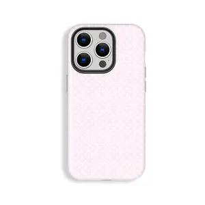 Elegant Pale Pink White Polka Dot Pattern Phone Case, Phone Case Suitable for Iphone 11/12/13/14/15/16/17 Pro Promax Plus Air