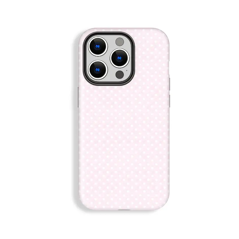 Blush Pink White Polka Dot Polycarbonate Smartphone Case - Elegant, Durable, Shockproof Protection Cover Accessory for iPhone 11/12/13/14/15/16/17 Pro, ProMax, Plus, Air