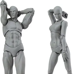 Manikin Figure Drawing Supplies Drawing Tools, Mannequin for Artists Drawing Figures Model for Sketching, Painting, Artists Male+Female Set(Grey)