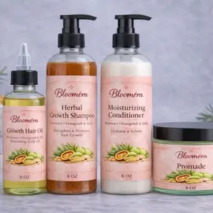 Blooméra Hair Growth Collection (8oz) – Rosemary, Fenugreek & Amla | Complete Herbal Hair Care Set