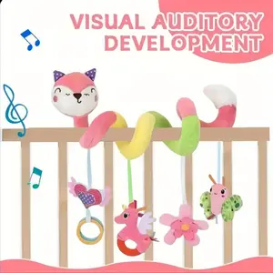 【DealsForYouDays】Fox Spiral Wrap-Around Plush Toy - Multi Charms, Rattle, Crinkle Sound, Flexible Sensory Toy for Stroller, Bed Rail - Soft Skin-Friendly Gift