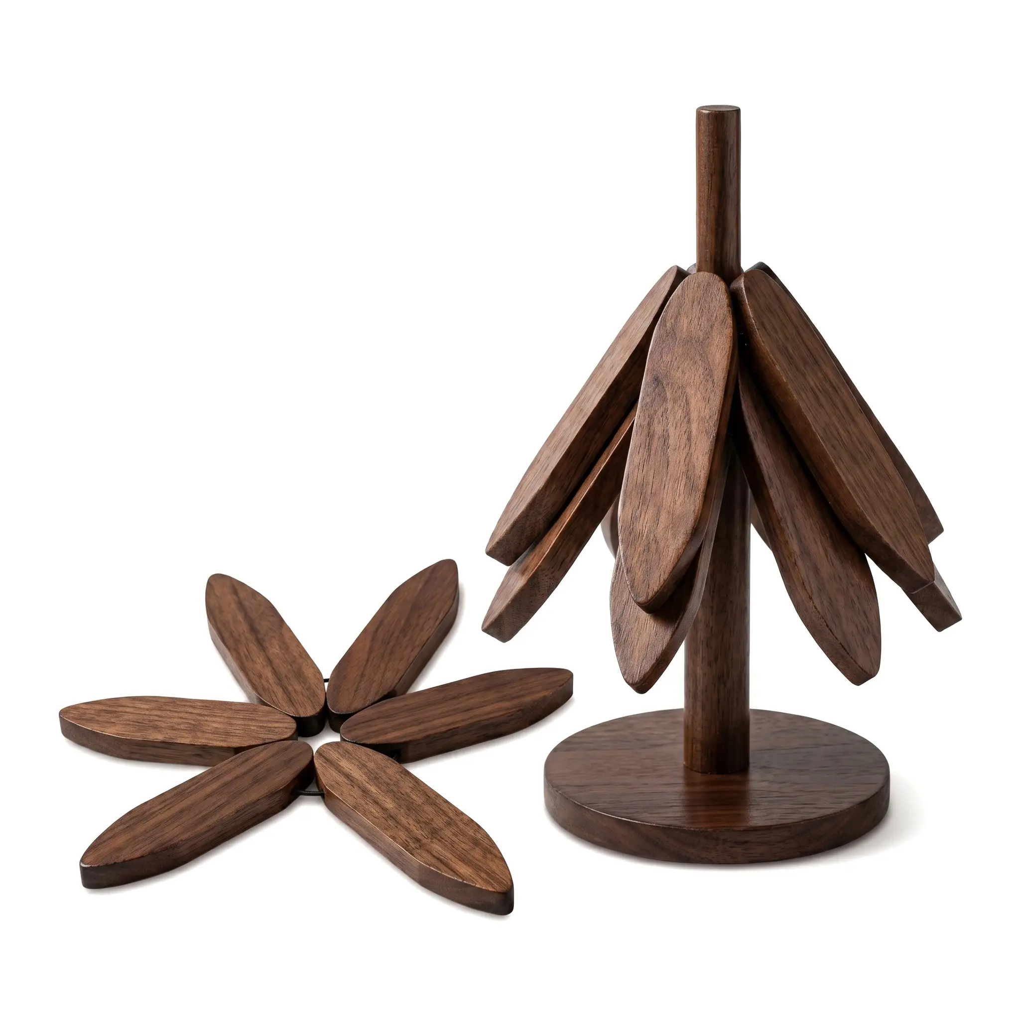 Solid Wood & Bamboo Heat-Resistant Trivet Mat – Insulated Pot, Pan & Cup Holder for Kitchen Use