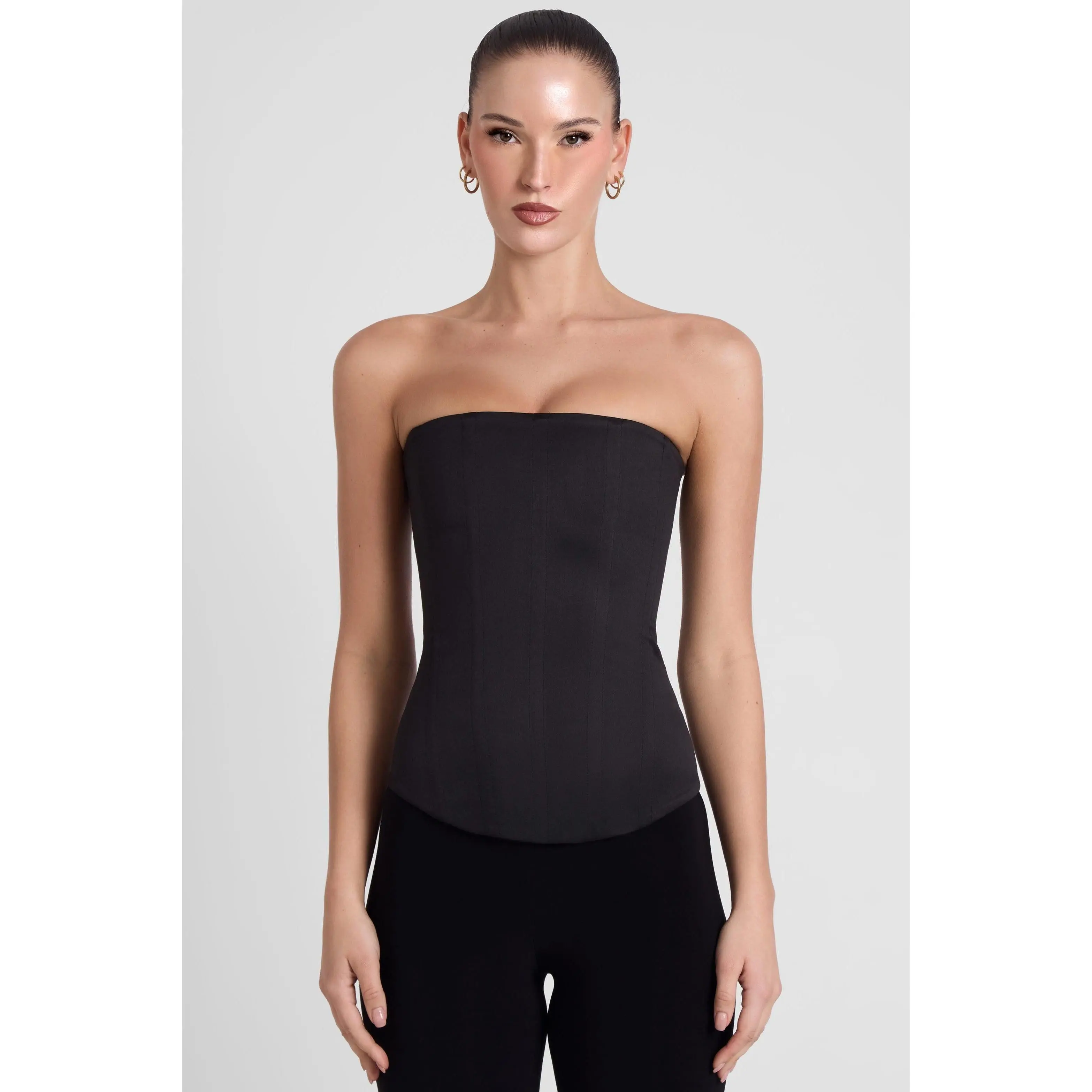 Sphynx Satin Corset Top - Black