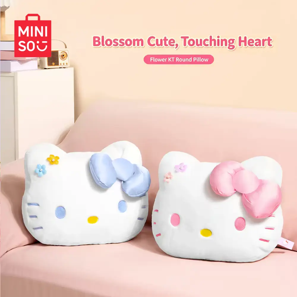 MINISO Hello Kitty Durable Plush Pillow - High-Quality Fabric Stuffed Toy, Cozy Backrest, Home Decorative Cushion for Girls, Sofa & Bed Accessory, Ideal for Comfortable Rest