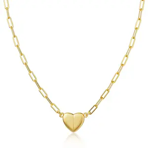 Cute Heart Necklace for Women – Tiny 14K Gold or Silver Pendant Choker, Dainty Open Heart Chain Necklace, Fashion Jewelry Gift for Her, Birthday, Anniversary, Party, Love, Everyday Wear, Elegant and Stylish Accessory