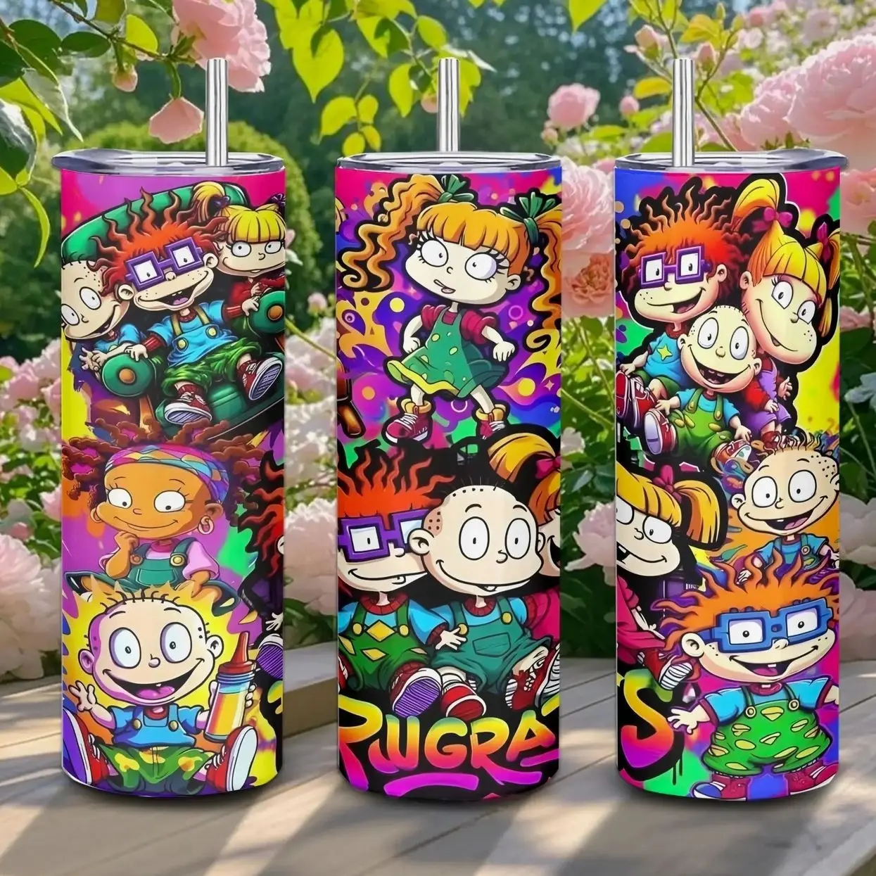20oz Stainless Steel Tumbler, 1 Count Rugrats Pattern Insulated Water Bottle, Stainless Steel Thermos, Stainless Steel Flask, Drinking Cup for Home Office School