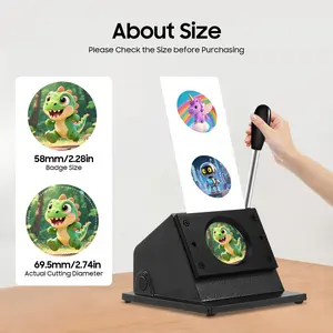 CNCEST Button Maker 58mm Circular Badge Punch Press Machine with 500grams Capacity & Stable 21.2x18cm Base for Personalized Badges & Medals