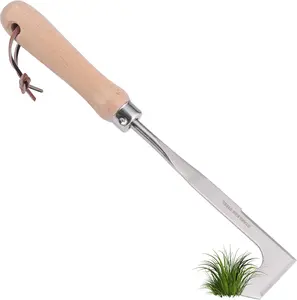Crevice Weeding Tool with Wood Handle,L-Shaped Weed Puller Tool,Efficient Manual Weeder Gardening Tool