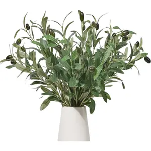 5PCS Faux Olive Branches for Vase Fake Plants with 72 Leaves Artificial Greenery Stems Green Branch Decoration Indoor 18 Inch