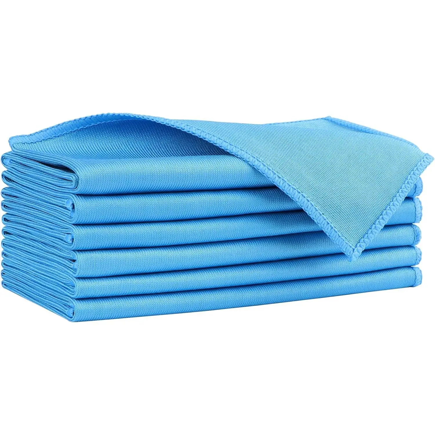 Microfiber Glass Cleaning Cloths 6 PK, Lint Free Streak Free, Reusable Microfiber Cleaning Cloth for Cleaning Windows, Glasses, Mirrors, Screens, Stainless Steel, and More, Blue-14u201D×16u201D