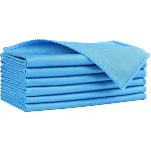 Microfiber Glass Cleaning Cloths 6 PK, Lint Free Streak Free, Reusable Microfiber Cleaning Cloth for Cleaning Windows, Glasses, Mirrors, Screens, Stainless Steel, and More, Blue-14u201D×16u201D