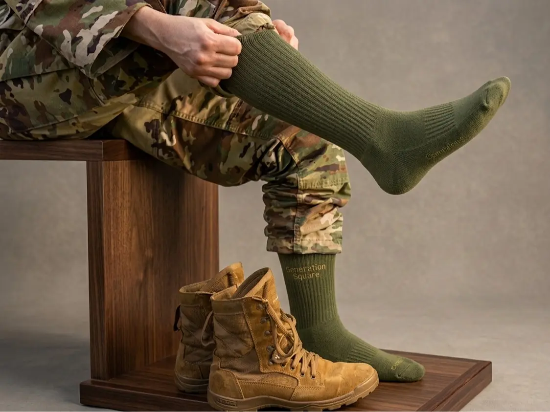 GENERATION SQUARE Military Army Boot Socks, 4 Pairs - Outdoor Wear Sports Socks for Combat, Tactical Hiking - All-Seasons Athletic - Sizes 10-13, 13-15, Outdoor Wear Socks Lightweight Socks Slouch Socks
