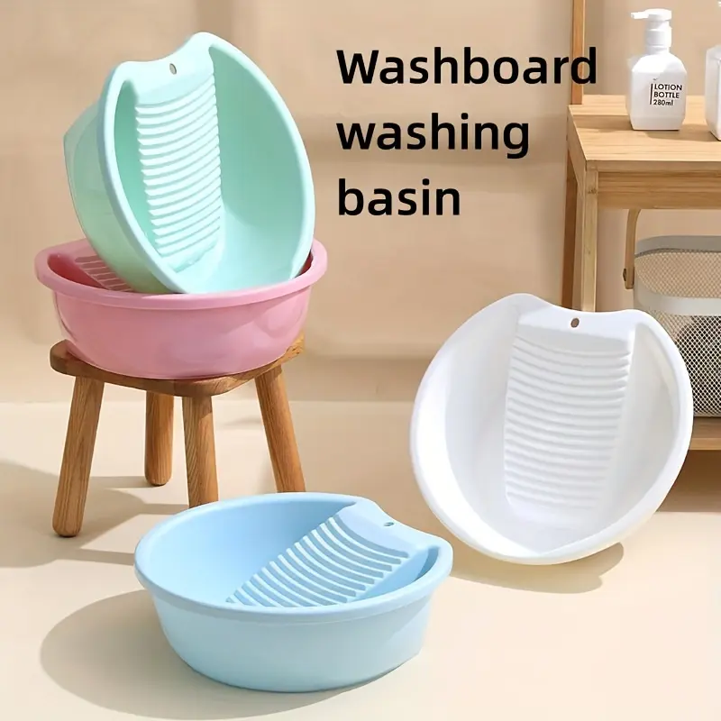 1pc Wash Basin, Capable Of Hand Washing Clothes, Plastic Anti-skid Wash Basin, with Integrated Washing Board, Suitable for  And Exquisite Items to Wash Clothes, Suitable for Home And Outdoor Use