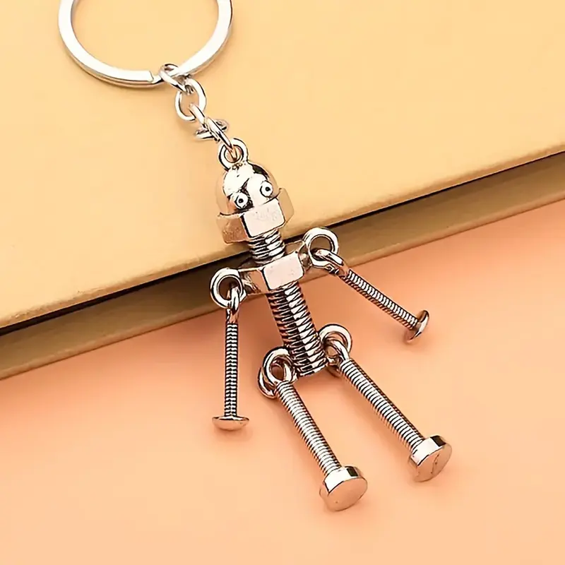 Cute Robot Design for Car Keys, Creative Screw Design Keychain for Men & Women, Fashionable Novelty Keychain As Gift for Friends, Keychain for Bags, Fashionable, Trendy Cute Keychain, Keychains Cute