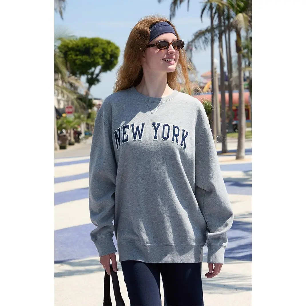 John Galt Women's Melange Erica New York Crew Neck Sweatshirt