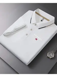 Men's Casual Summer Print T-Shirt, Fashion Short Sleeve Top, Geometric Design, Lightweight Breathable Polo Shirt