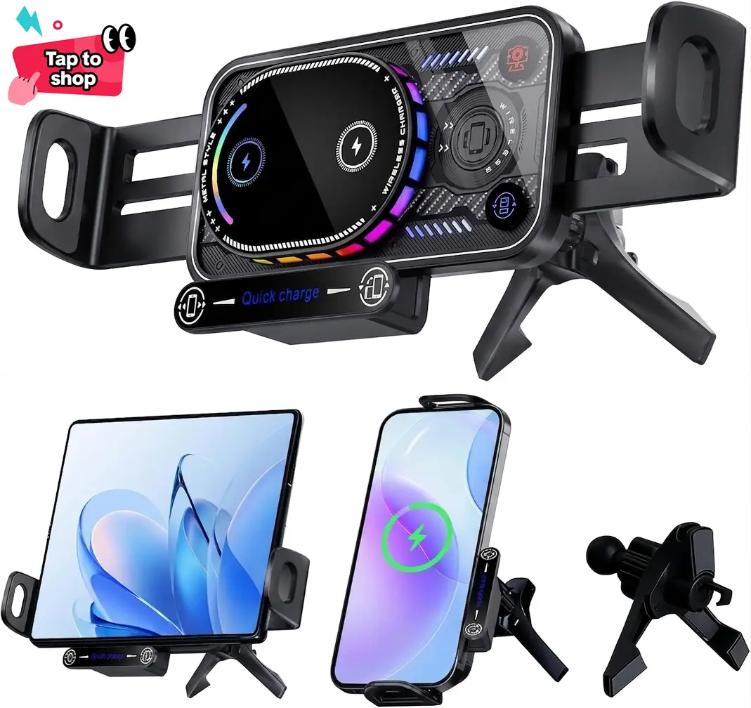 Car Phone Holder RotatingFoldable Wireless Charging Stand MagneticFast Charge for Huawei Samsung iPhone 15 1413 12 11 Pro Max XS #SummerVibes