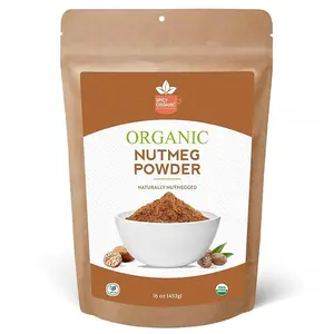 SPICY ORGANIC Ceylon Organic Nutmeg Powder (16 oz Pack)– Certified USDA Organic - Fresh Ground Nutmeg Spice for Baking, Cooking, Spices and Seasoning Vegetable Flavor Veg