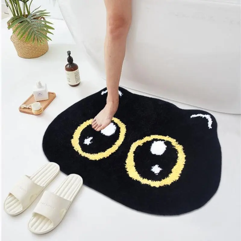Cartoon Cat Pattern Bath Mat, 1 Count Non-slip Soft Highly Absorbent Bathroom Mat, Home Decor for Bathroom, Kitchen, Living Room, Water Absorbent Mat, Bathmats For Bathroom