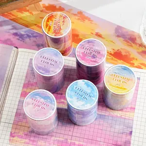 1 Roll Pet Tape Sky Clouds Design, DIY Craft Scrapbook Stickers, Photo Card Phone Case Decoration, Birthday Festival Gift Decorations, Scrapbook Materials