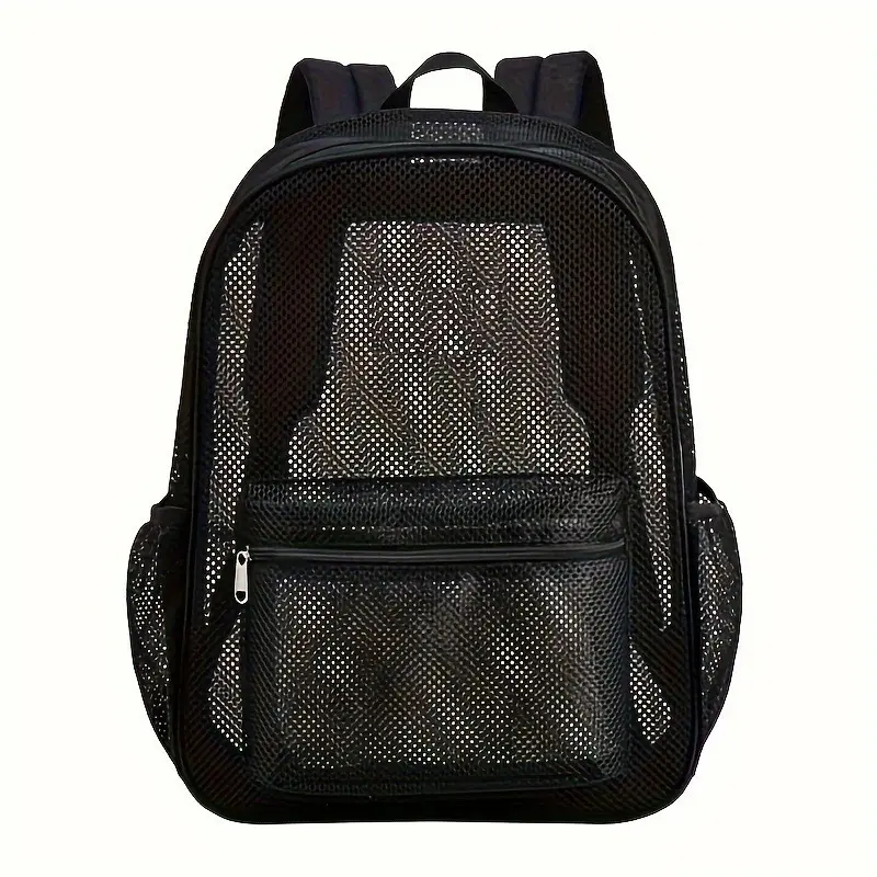 1pc Large Capacity Mesh Backpack - Durable Double-Shoulder Travel Bag with High Load-Bearing, Breathable Design, Simple Beach Bag for Outdoor Adventures and Daily Commute, Travel Backpacks