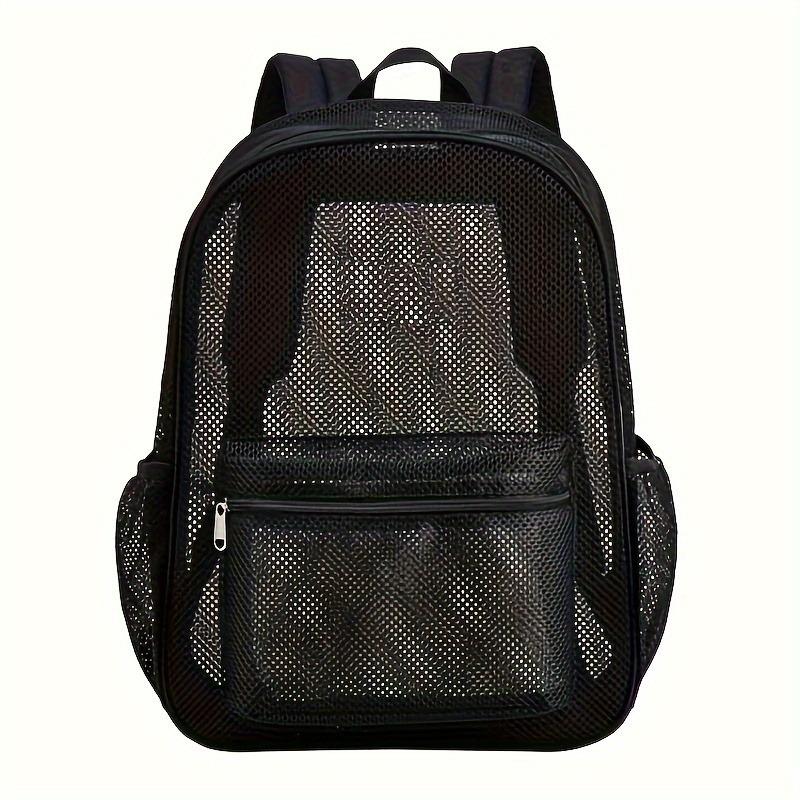 1pc Large Capacity Mesh Backpack - Durable Double-Shoulder Travel Bag with High Load-Bearing, Breathable Design, Simple Beach Bag for Outdoor Adventures and Daily Commute
