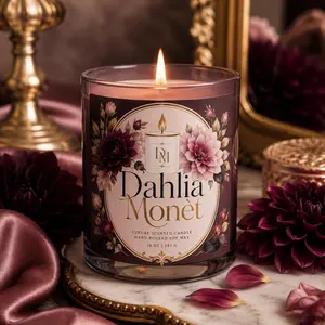 Dahlia Monet Scented Candle Set, Including Matches and Wick Trimmer