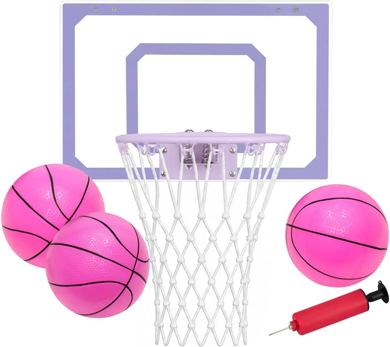 Mini Basketball Hoop for Door - Indoor Quiet Rim Goal with Shatterproof Backboard, Foam-Padded & Compact Design for Active Lifestyles, 3 Mini Balls & Pump, Foldable, Stress Relief for Kids, Apartments, Dorms (Includes Balls)