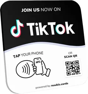 NFC Social Media Sign Plate - QR Code Sign for Social Media, Facebook, TikTok, Website - Reusable Taps - Get More Followers & Reviews - Adhesive & Stand (TikTok Plate, 1)