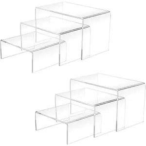 2 Sets  Display Risers(3",4",5") Clear Product Stand,Cupcakes Holder Dessert Transparent  Stands, Candy Bar Risers, Lifts for Figures