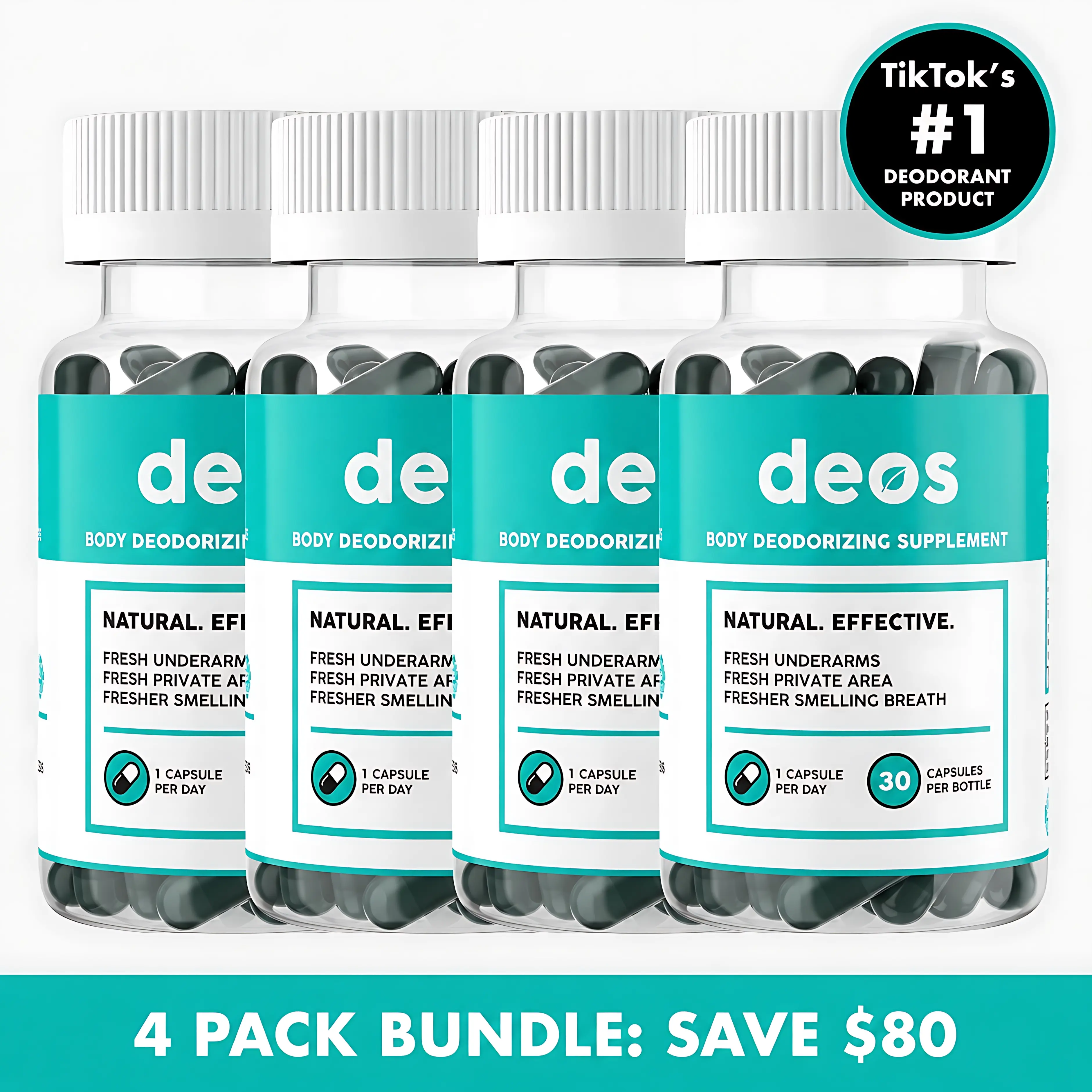 Deos Body Deodorizer - 30 Capsules Natural Effective Deodorant Supplement for Fresh Underarms & Private Area with Natural ingredients