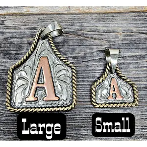 Handmade Cow Tag Necklace with Copper Initial.