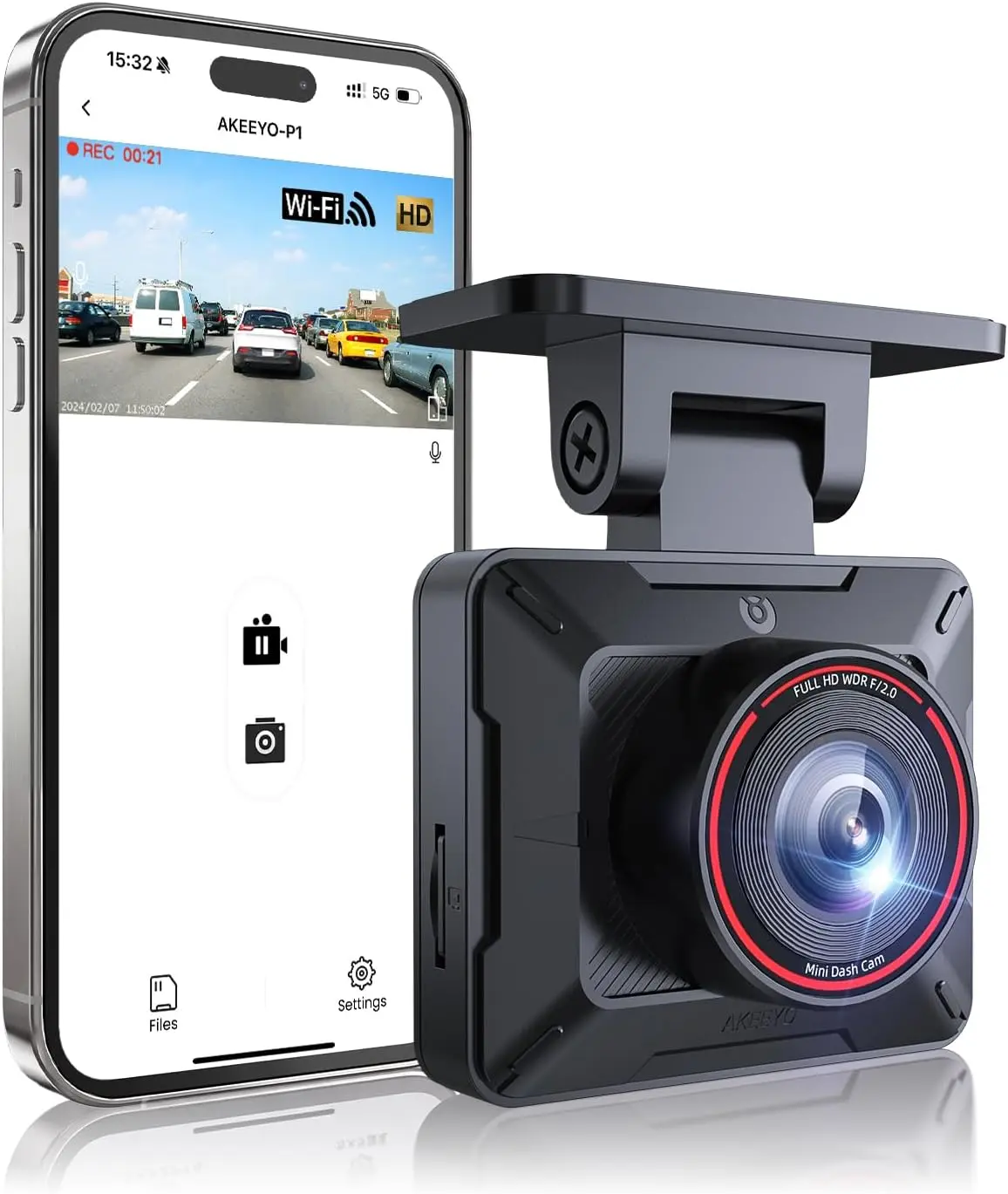 P1 Mini Dash Cam – Super Compact Front Dash Camera for Cars, 1080P Full HD, Easy App Control, Clear Night Vision, Loop Recording & 24H Parking Mode, G-r, No Card Included