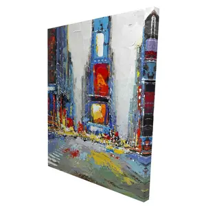 Begin Home Decor 2080-4836-CI32 36 x 48 in. Red Building Canvas - Abstract Colorful Home Decor Art