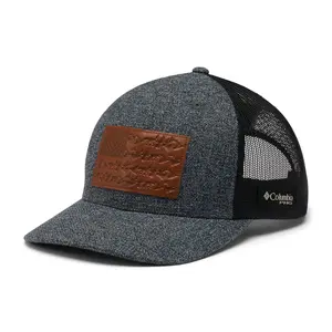 Columbia Unisex PHG Leather Game Flag Snap Back - High, Grill Heather/Black, One Size Snapback Cap Adjustable Trucker Hat