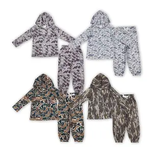 Gender-neutral Spring Long - Sleeve Camo Jogging Set, Comfy & Breathable,Kids Clothes