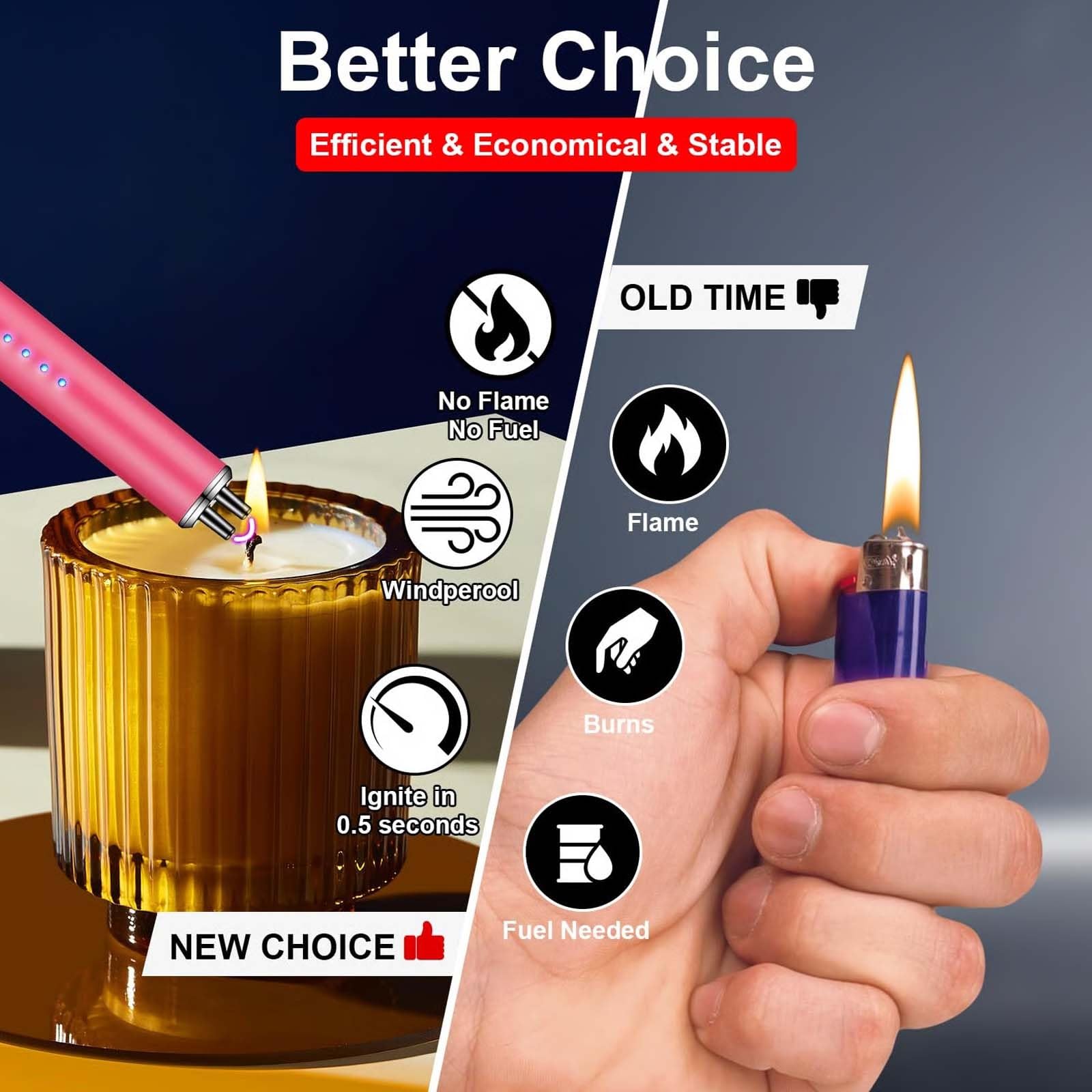 2 PCS Windproof Flameless Electric Lighter, Electric Arc Flameless USB Lighter, Rechargeable BBQ Candle Lighter with Safety Lock and USB Fast Charging Data Cable