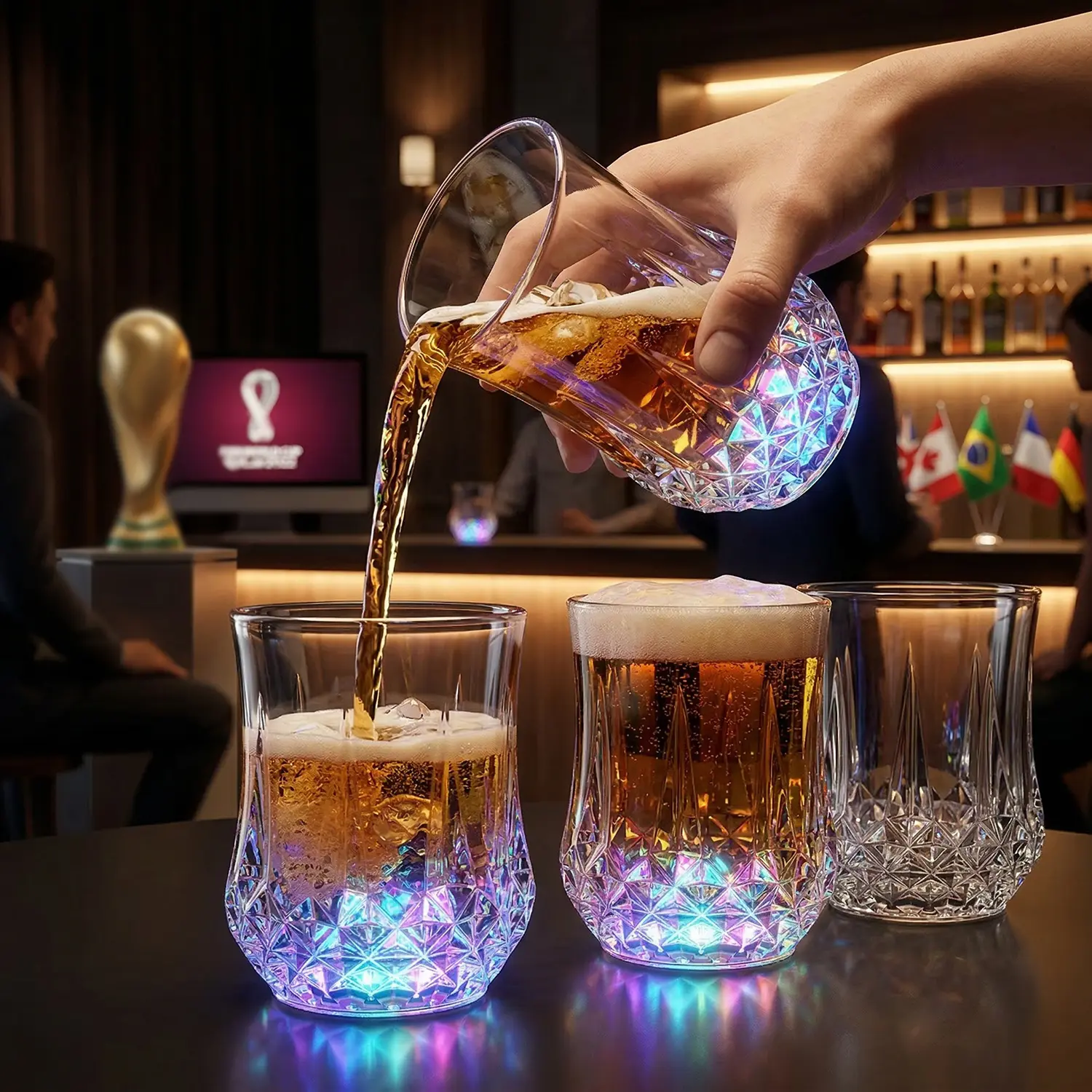 Liquid Activated LED Flash Crystal Cups,Multicolor Automatic Water Activated LED Glowing Wine Glasses,Light Up Drinking Shot Glasses Favors Adults Shot Cups for Party,Bar,Disco