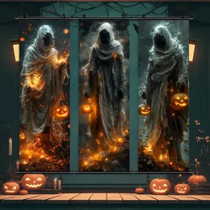 Halloween Hanging Decorative Banner, 3 Counts/set Gothic Style Scary Ghost Poster, Halloween Horror Poster for Festival Party Living Room Home Dormitory Office