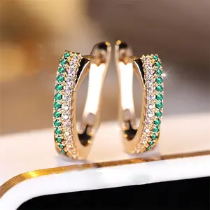 New Vintage Green Hinestone Zirconia Earrings for Women - Minimalist Design - Perfect for Weddings & Special Occasions - Ideal Halloween/Valentine's Day Gift