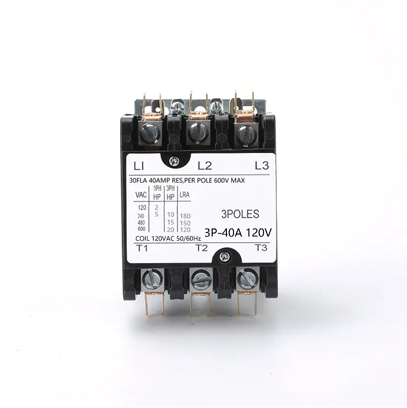 CINACE 3 Pole 40 Amp 120 VAC Coil AC contactor 3P 40A 120V 50/60Hz AC Motor Contactor Replacement for Air Conditioner Compressor Condenser Unit Contactors