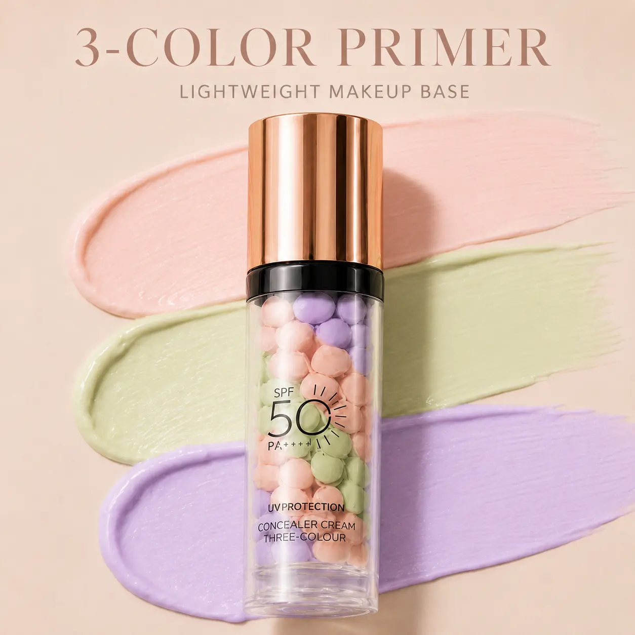 [SummerTurnUp] 3-Color Correcting Primer, Lightweight Hydrating Makeup Base for Face, 40g