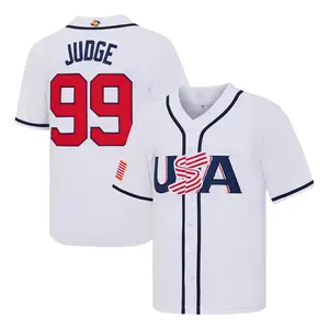 Men's USA Aaron Judge #99 Baseball Jersey, Exquisite Full Embroidery Jersey, WBC World Classic National Team Fan Apparel, Game Day Casual Sports Shirt