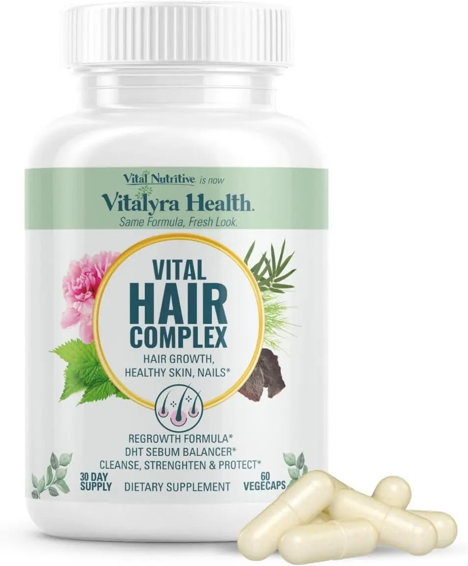 Biotin Hair Growth Vitamins with B-Complex | Hair, Skin & Nails Supplement for Hair Strength, Radiant Skin & Strong Nails | Daily Hair Beauty & Growth Complex for Women & Men | Hormone-Free & Gluten-Free | 60 Capsules