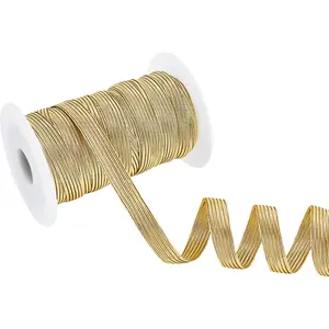 21.87 Yards 0.39 inch Width  Elastic Band, Glitter Metallic Flat Elastic Strap Braided Elastic Band, Elastic Stretch Ribbon for Sewing and Crafting