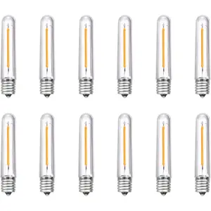 12 Pack LED T13 Replacement Light Bulbs, Waterproof 0.6W E12 LED Bulbs for S14 G40 C7 Outdoor Patio String Lights, Night Lights, Dimmable E12 Candelabra Bulbs Chandeliers, 2700K Warm White