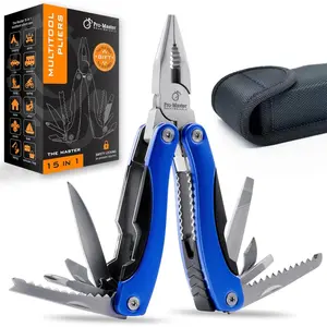 Multitool 15-in-1 with Safety-Locking, Tool Pliers, Functional Knife (EDC) for Outdoors, Camping, Hiking, Fishing, Simple Repir, Gift for Father, Husband Boyfriend