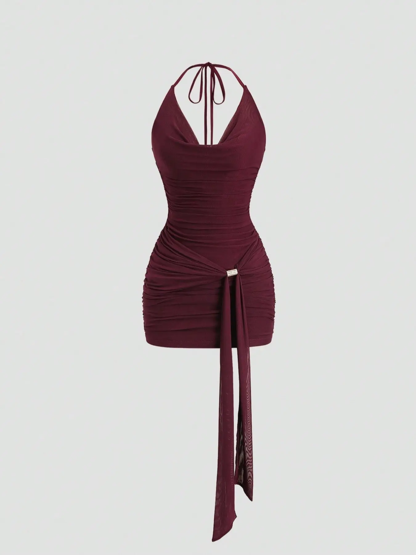 Women's Backless Strapless Sleeveless Dress, Bodycon Pencil Dress, Elegant Ruched Metal Buckle Design, Slimming Fit, Fitted, Sexy and Chic, Lady Perfect for Parties and Events, Bodycon Evening Dress, Womenswear