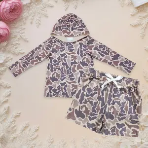 Trendy Baby Boy Grey Camo Hoodies Top Pockets Shorts Southern Youth Clothes Sets Kids Clothing casual fall